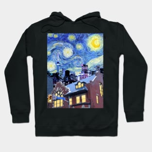 Starry Night Toronto - Van Gogh Skyline Illustration Hoodie